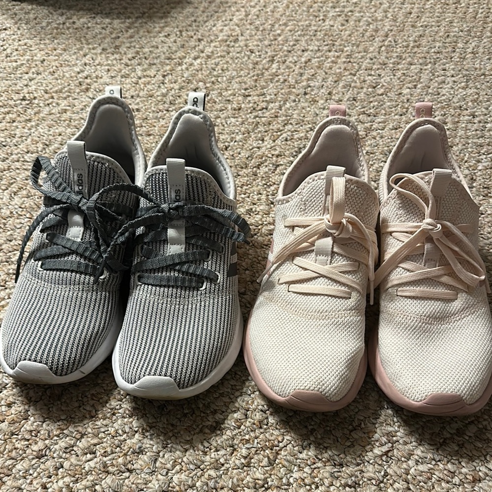 2 pair adidas sneakers size 9
